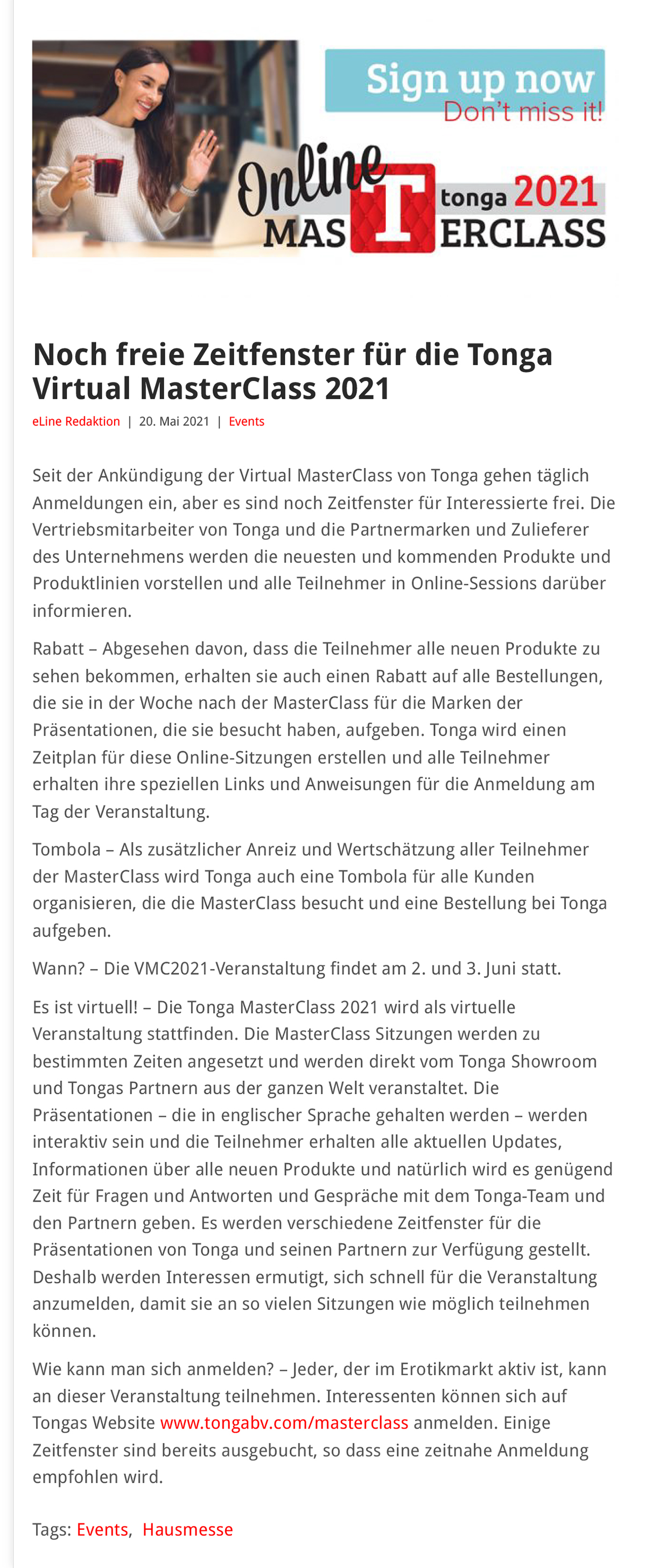 2021-05 eLine Online - Tonga Virtual MasterClass